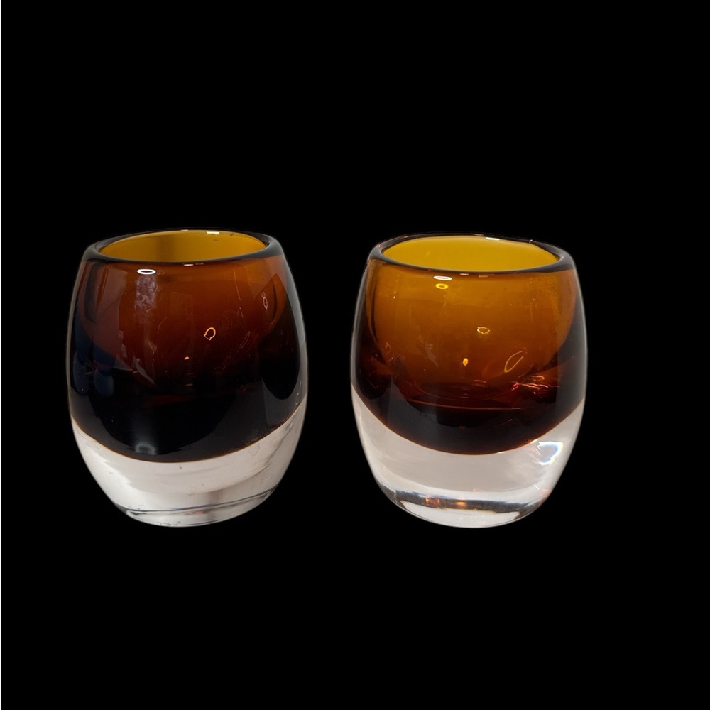 Pair of Crate & Barrel Diva Topaz Votive Candle Holders. (2-E)